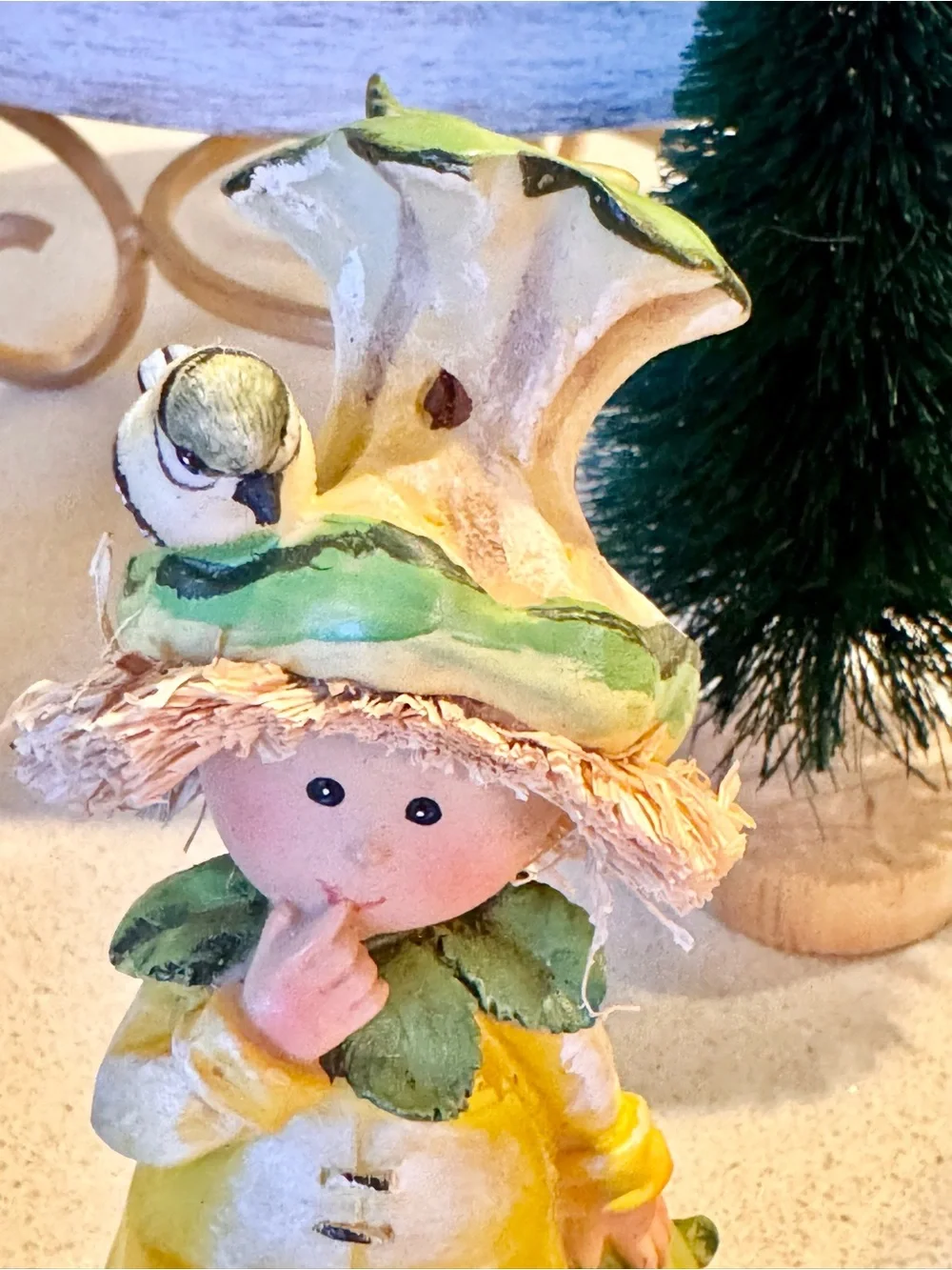 Vintage Whimsical Apple Boy & Girl Shelf Sitter Figurines - Set of 2